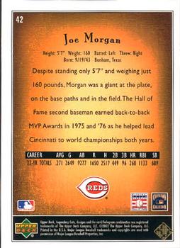 2002 SP Legendary Cuts #42 Joe Morgan Back