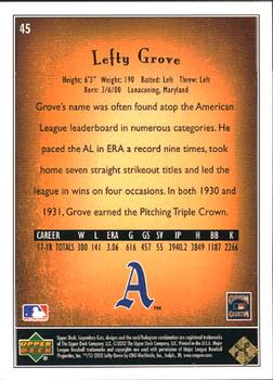 2002 SP Legendary Cuts #45 Lefty Grove Back