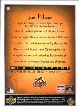 2002 SP Legendary Cuts #46 Jim Palmer Back