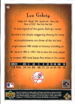 2002 SP Legendary Cuts #48 Lou Gehrig Back
