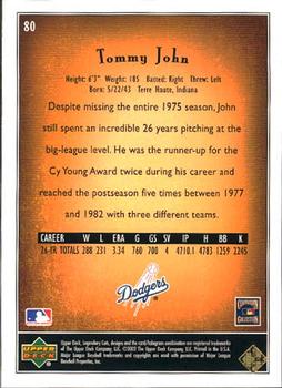 2002 SP Legendary Cuts #80 Tommy John Back