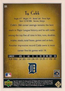 2002 SP Legendary Cuts #84 Ty Cobb Back