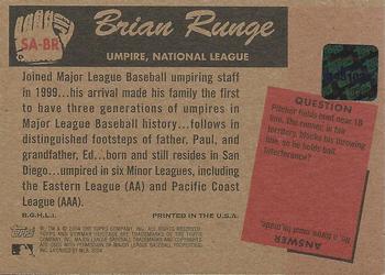 2004 Bowman Heritage - Signs of Authority #SA-BR Brian Runge Back