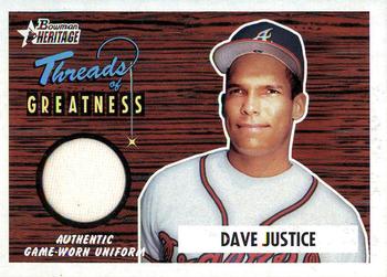 2004 Bowman Heritage - Threads of Greatness #TG-DJ David Justice Front