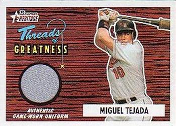 2004 Bowman Heritage - Threads of Greatness #TG-MT3 Miguel Tejada Front