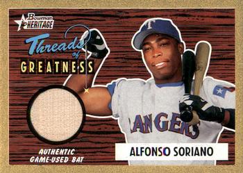 2004 Bowman Heritage - Threads of Greatness Gold #TG-AS Alfonso Soriano Front