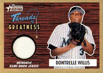 2004 Bowman Heritage - Threads of Greatness Gold #TG-DW Dontrelle Willis Front