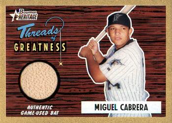 2004 Bowman Heritage - Threads of Greatness Gold #TG-MC Miguel Cabrera Front