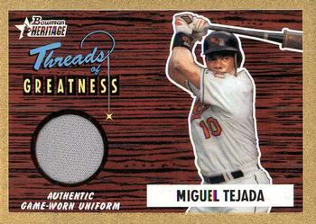 2004 Bowman Heritage - Threads of Greatness Gold #TG-MT2 Miguel Tejada Front