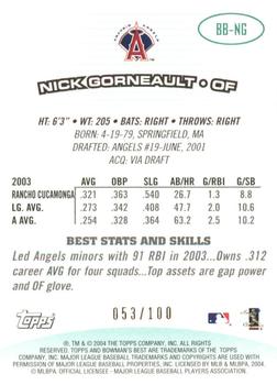 2004 Bowman's Best - Green #BB-NG Nick Gorneault Back