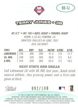 2004 Bowman's Best - Green #BB-TJ Terry Jones Back