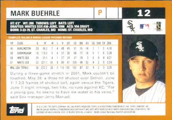 2002 Topps #12 Mark Buehrle Back