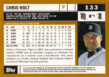 2002 Topps #133 Chris Holt Back