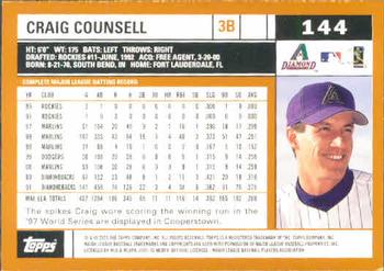 2002 Topps #144 Craig Counsell Back