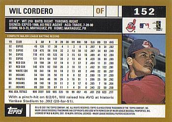 2002 Topps #152 Wil Cordero Back