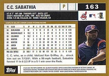 2002 Topps #163 C.C. Sabathia Back