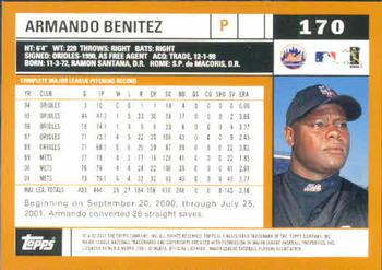 2002 Topps #170 Armando Benitez Back