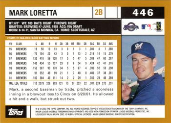 2002 Topps #446 Mark Loretta Back