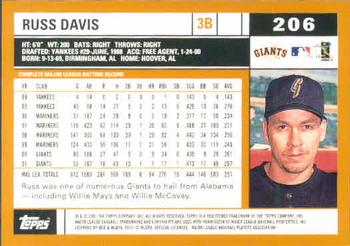 2002 Topps #206 Russ Davis Back
