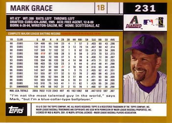 2002 Topps #231 Mark Grace Back