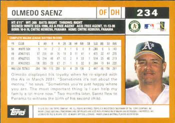 2002 Topps #234 Olmedo Saenz Back