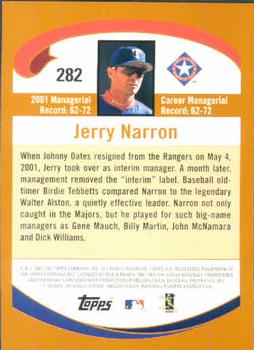 2002 Topps #282 Jerry Narron Back