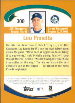 2002 Topps #300 Lou Piniella Back
