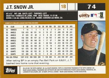 2002 Topps #74 J.T. Snow Jr. Back