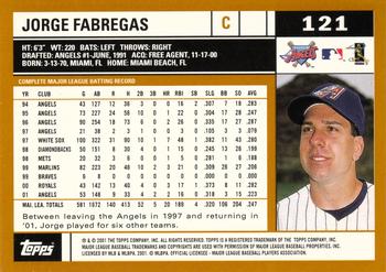 2002 Topps #121 Jorge Fabregas Back