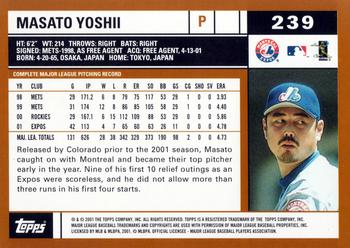 2002 Topps #239 Masato Yoshii Back