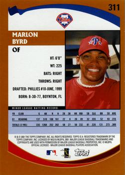 2002 Topps #311 Marlon Byrd Back
