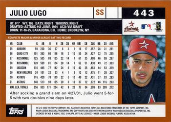 2002 Topps #443 Julio Lugo Back