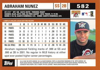 2002 Topps #582 Abraham Nunez Back