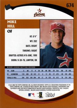 2002 Topps #674 Mike Hill Back