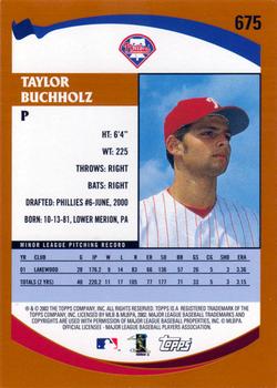 2002 Topps #675 Taylor Buchholz Back