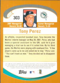 2002 Topps #303 Tony Perez Back