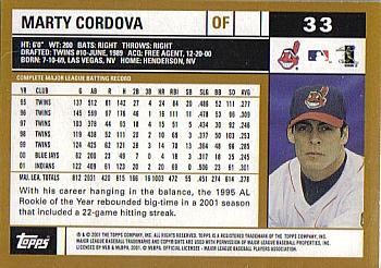 2002 Topps #33 Marty Cordova Back