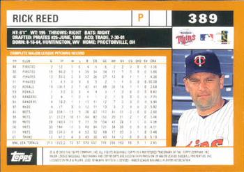 2002 Topps #389 Rick Reed Back