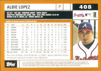 2002 Topps #408 Albie Lopez Back