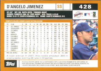 2002 Topps #428 D'Angelo Jimenez Back