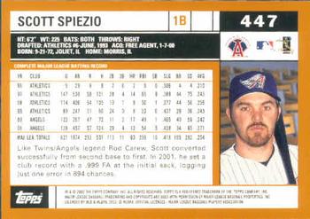 2002 Topps #447 Scott Spiezio Back