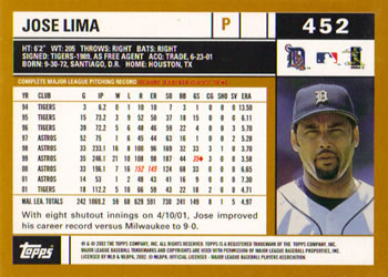 2002 Topps #452 Jose Lima Back