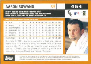 2002 Topps #454 Aaron Rowand Back