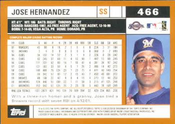 2002 Topps #466 Jose Hernandez Back