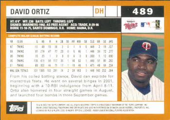 2002 Topps #489 David Ortiz Back