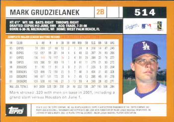 2002 Topps #514 Mark Grudzielanek Back