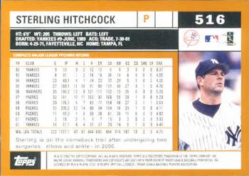 2002 Topps #516 Sterling Hitchcock Back