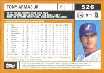 2002 Topps #526 Tony Armas Jr. Back