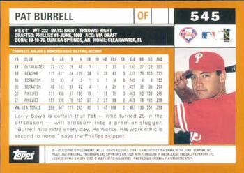 2002 Topps #545 Pat Burrell Back