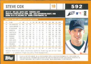 2002 Topps #592 Steve Cox Back